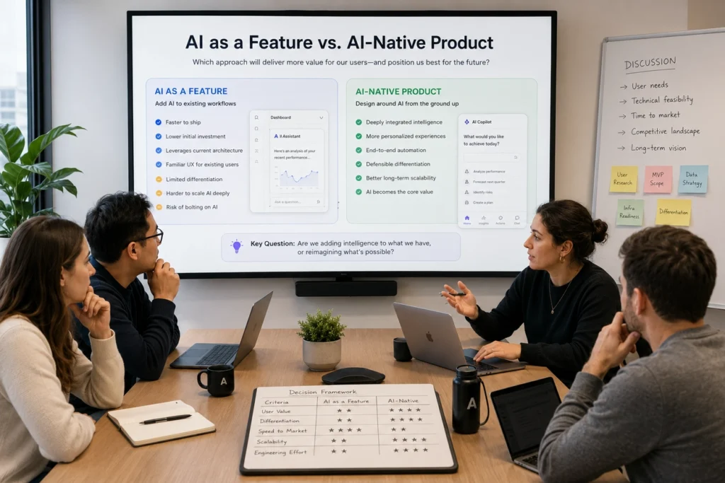 AI as a feature versus AI-native architecture built into the core workflow