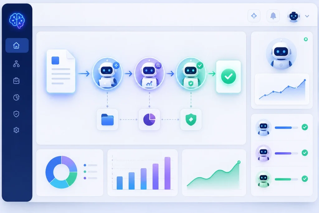 AI agents in business processes dashboard showing