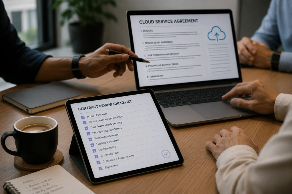 Data privacy checklist displayed on a tablet