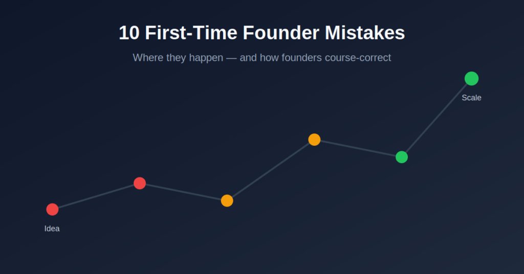 first-time founder mistakes and where they happen on the startup timeline